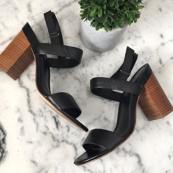 Aldo Shoes - Aldo black leather sandals with wood block heel